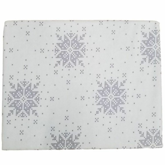Bee & Willow TWIN Size Sheet Set Heavyweight Flannel White Gray Snowflake - Picture 3 of 4
